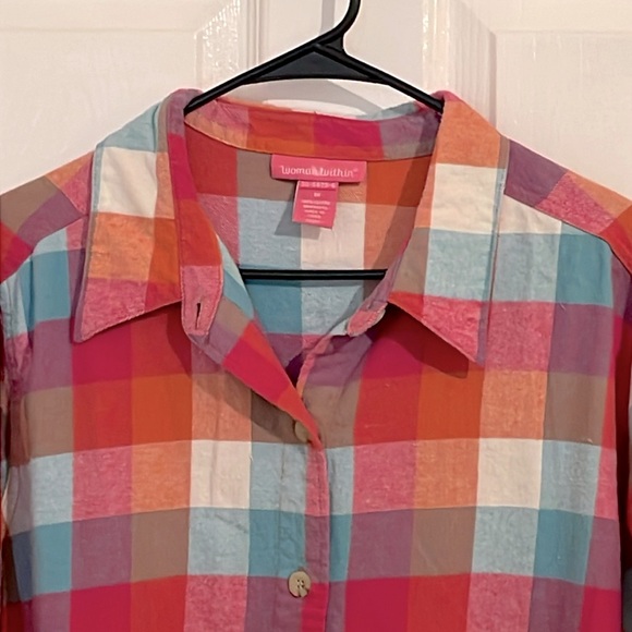 Woman Within long sleeve Soft Plaid Flannel Top Size 1X - Picture 4 of 8